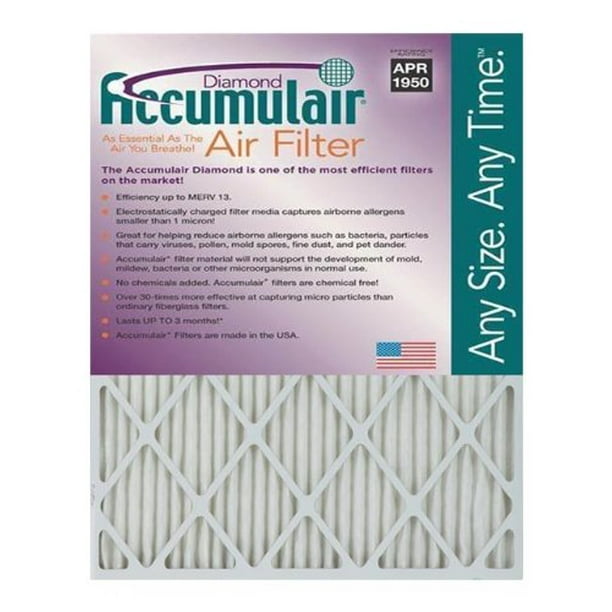 15.5 x 26.5 2 Pack MERV 13 Air Filter/Furnace Filters Accumulair Diamond 16x27x1 15.5 x 26.5 2 Pack MERV 13 Air Filter/Furnace Filters Accumulair Diamond 16x27x1